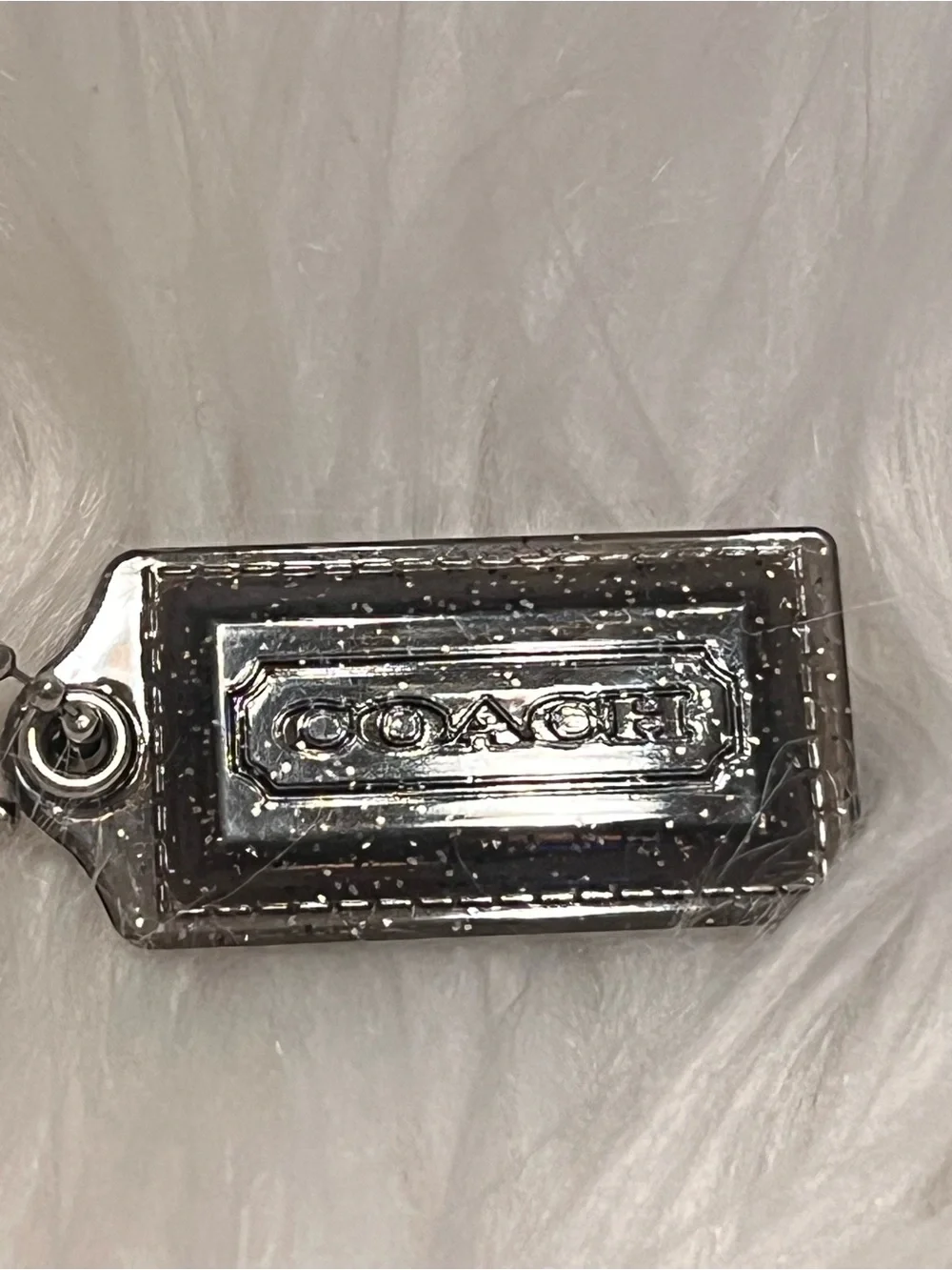 COACH  puppy glitter Logo Dog Tag Pendant